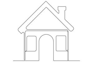 Minimalist house one line drawing in elegant continuous style vector