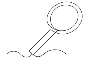 Modern magnifying glass one stroke artwork vector