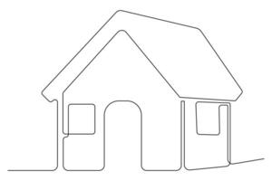 Minimal house one line drawing with continuous flow technique vector