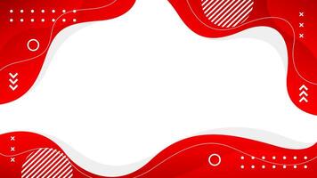 Abstract red fluid wave background with geometric shapes. Modern dynamic wallpaper vector