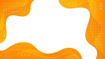 Bright orange fluid wave background with geometric shapes. Abstract dynamic wallpaper vector