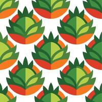 a pattern with green and orange leaves. vector