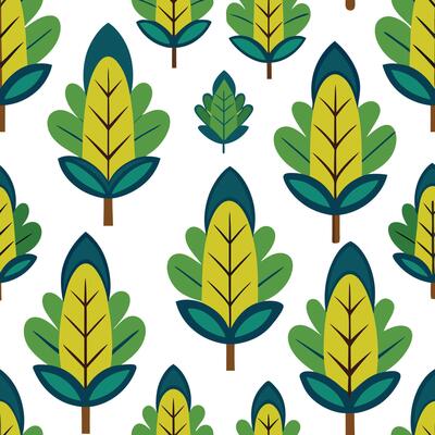 a pattern with green and yellow leaves