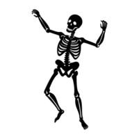 a black and white silhouette of a skeleton dancing vector