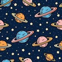 seamless pattern with planets and stars vector