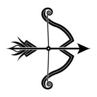 a black and white drawing of a bow and arrow vector
