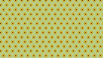 Seamless yellow floral pattern on green background animation. Spring theme decorative. Cute retro flowers. Nature inspired animated flat 2D backdrop horizontal 4K texture abstract continuous video