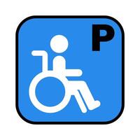Disabled parking. Parking sign for or people with disabilities. Place park car. Flat coloured parking icon on white background. vector