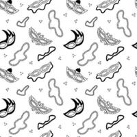 Carnival mask hand drawn seamless pattern vector