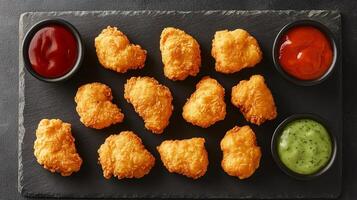 Crispy Chicken Nuggets Paired with Tasty Dipping Sauces photo