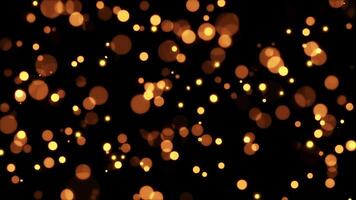 Rising Golden Spark Particles Bokeh Lights Isolated On Background Loop video