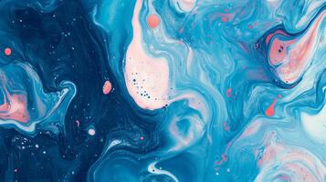 Abstract art with swirling blues and pinks create a mesmerizing, liquid, dreamlike quality, blending depth and delicate color transitions. photo