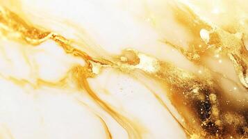 Abstract white and gold pattern with swirling textures, creating a luxurious and elegant visual effect with glistening accents throughout. photo