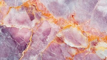 Abstract macro photograph of a pink gemstone pattern with orange and white veining creates a beautiful and eye-catching natural texture. photo