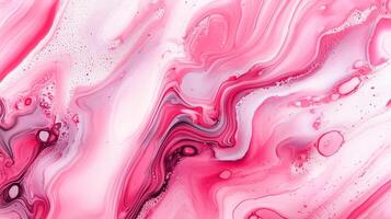 Abstract pink hues swirl in fluid motion, creating a captivating marble-like texture with white highlights and deep shadows. photo
