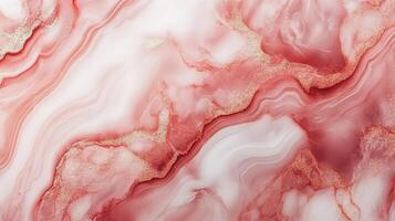 Elegant swirls of rose and white create a marble-like pattern with touches of gold. Its serene appearance suggests sophistication and beauty. photo