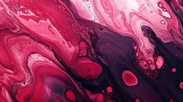 Abstract fluid art in shades of red, pink, and black with swirling patterns creating a visually dynamic and mesmerizing design. photo