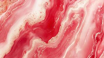 Abstract flowing pattern in shades of pink and red, resembling marble or liquid art. Striking contrast and dynamic movement. photo