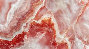 Striking red and white onyx texture with swirling patterns creates a luxurious and natural stone background for designs and artistic projects. photo