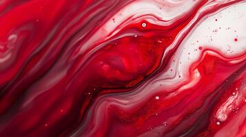 Abstract acrylic art blending deep crimson shades with swirls of white, creating a mesmerizing texture of fluid motion and vibrant contrast. photo