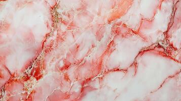 A close-up showcases the intricate patterns of pink and white marble, emphasizing its unique veining and texture. Elegant stone. photo