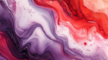 Fluid art with flowing purple, red, and white hues creating a mesmerizing abstract pattern, evoking a sense of motion and depth. photo