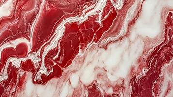 Swirling patterns of crimson and white create a striking visual effect, evoking the beauty of natural stone and the flow of liquid art. photo