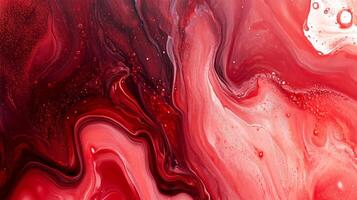 Intricate fluid art featuring shades of red, creating a dynamic and mesmerizing abstract pattern, full of swirls and motion. photo