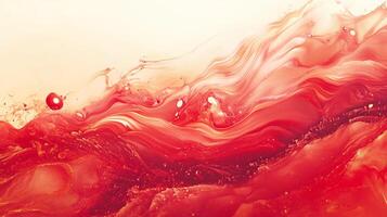 Abstract waves of crimson and ivory combine in this dreamy painting, creating a mesmerizing display of color and movement. photo