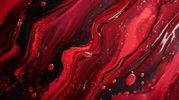 Abstract design with deep reds and contrasting blacks merging into a seamless flow. Intense, fluid, and dynamic composition. photo