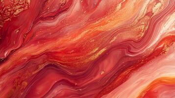 Abstract art with vibrant red and gold swirls creating a luxurious marble effect. Elegant fluid art for modern design concepts. photo