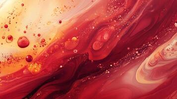 Abstract fluid art with swirling patterns in shades of red, orange, and white, resembling an organic texture, and captivating visual photo