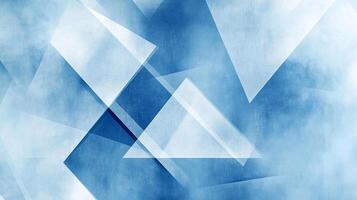Abstract geometric design with overlapping transparent shapes in shades of blue and white. Dynamic composition for modern aesthetics. photo