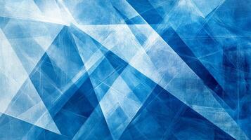 Abstract blue and white artwork featuring overlapping geometric shapes and textural brushstrokes, creating a dynamic and visually intriguing design. photo