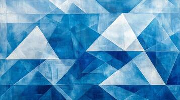 Abstract artwork with blue hues and geometric shapes create a visually engaging, textured pattern of light and shadow. photo