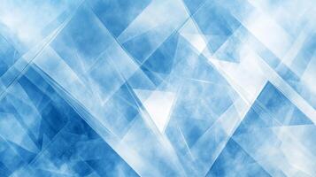 Abstract geometrical background featuring a pattern of intersecting translucent planes in various hues of soft, airy blue and white. photo