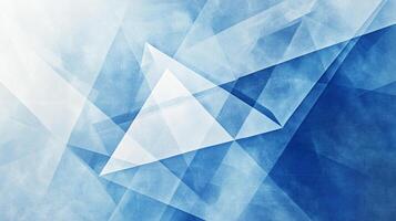 A complex abstract design of intersecting angular shapes painted in a soft blue palette, resembling a sky scene with an artistic style. photo