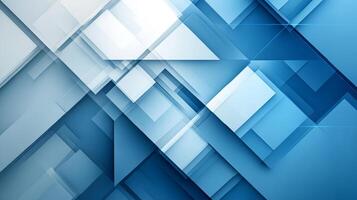 Abstract geometric design with overlapping blue and white shapes creating a modern, dynamic composition. Clean lines and gradient effect. photo