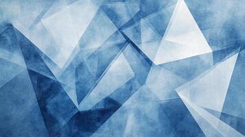 Abstract blue geometric pattern. Overlapping triangles create depth and texture. Ideal for backgrounds or modern design projects. photo