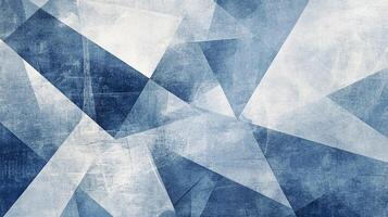Abstract geometric composition with intersecting angular shapes in shades of blue and white, creating a textured, modern aesthetic. photo