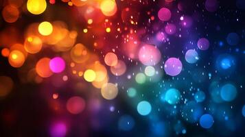 A vibrant display of light and color, a bokeh light effect that is a visual symphony, the colorful lights make for a festive mood. photo
