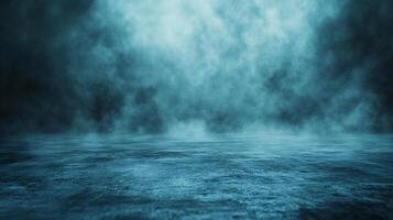 Eerie mist rises above a dark, textured surface creating an atmosphere of mystery and suspense. The scene is haunting and atmospheric. photo