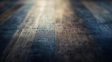 Rustic wood flooring with a natural, aged appearance, showcasing blue, brown, and tan tones. The texture is visible with a shallow depth of field. photo