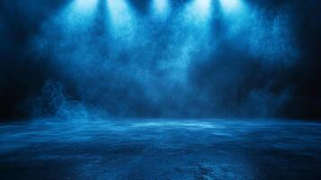 Blue sky with a blue background and a blue light in the middle. The light is shining on the ground photo