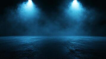 Dark blue field with two bright lights shining on it. The lights are creating a mood of mystery and intrigue photo