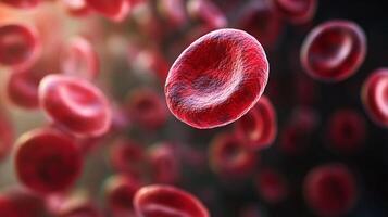 Close up of red blood cells with a red blob in the middle. Concept of life and vitality, as the red blood cells are the life force of the body photo