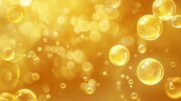 Yellow background with many small bubbles. The bubbles are yellow and they are scattered all over the background photo