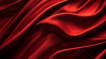 Elegant folds of lustrous red fabric create a sense of drama and luxury. Silky texture with light and shadow, perfect for backgrounds. photo