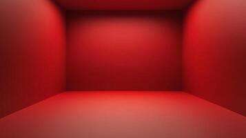 A crimson room bathed in light, casting shadows and highlighting sharp corners. The space is simple, yet visually engaging and immersive. photo