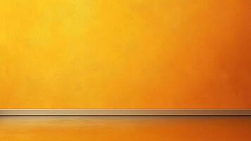 Bright vibrant room corner showcases painted wall above light baseboard, with reflective flooring creating warm atmosphere and depth. photo